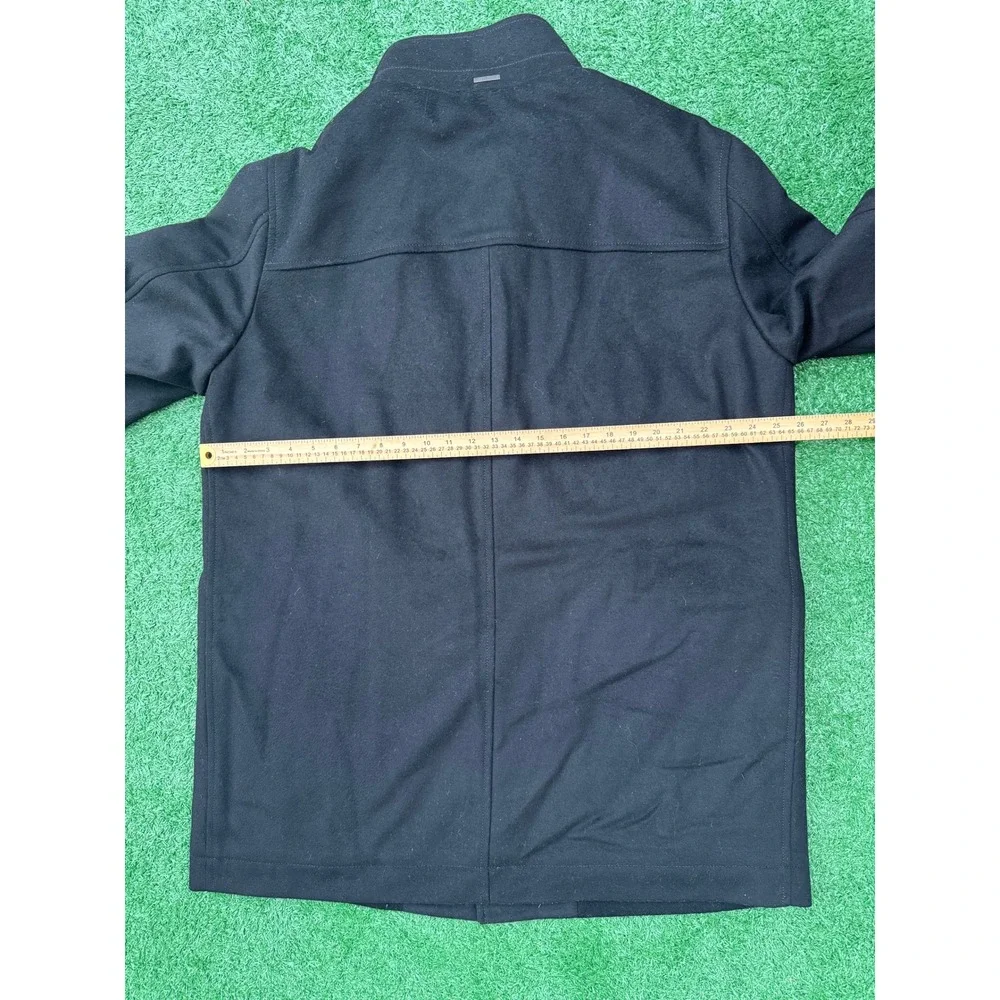 Hugo Boss Mens Black Wool Blend Stand Collar Car Coat Jacket Made in Ukraine